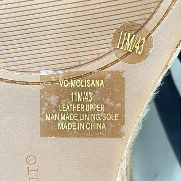 VINCE CAMUTO Black Molisana Wedge Slip On Leather Espadrille Shoes Size 11 - Picture 8 of 9